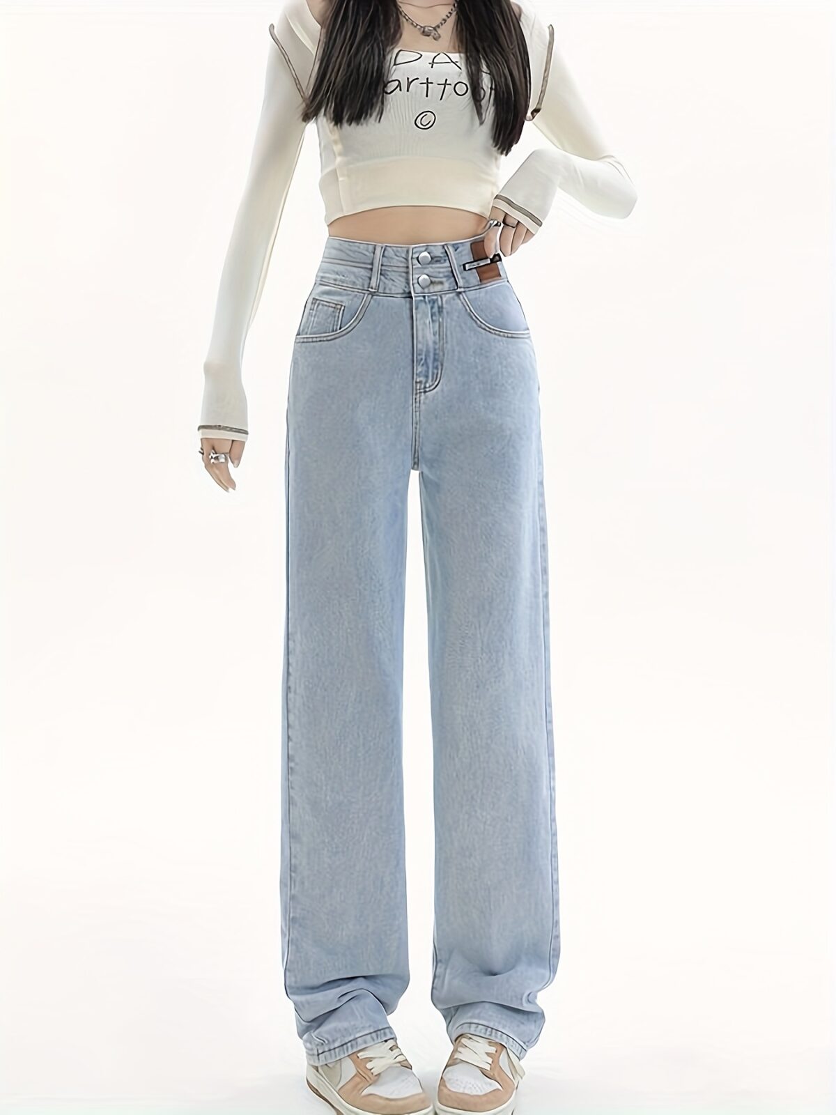 Newness Dubai Nights High Waist Straight Jeans Premium denim jeans in a chic modern straight leg style featuring a flattering high waist
