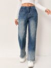 Newness Effortless Chic Straight Leg Jeans Flattering straight leg jeans in a versatile wash designed for both comfort and style Model showcases the perfect fit and drape