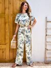 Effortlessly chic Newness Riviera Escape Floral Print Pants Set perfect for spring vacations and casual outings Featuring a beautiful floral print