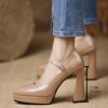 Newness Sculptural Beige Chunky Heels Elevate your style with these versatile and chic beige chunky heels perfect for any occasion