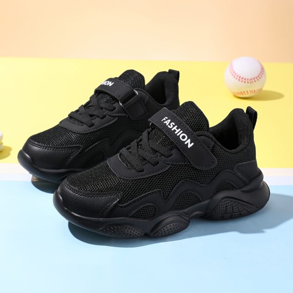 Stylish and comfortable ActiveAce Kids' Low-Top Tennis Shoes in action. A child is shown wearing the shoes, running and playing. Breathable mesh and synthetic upper are visible, highlighting the shoe's lightweight and durable design. Perfect for all-season wear.
