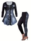 Modern Matrix Printed Two Piece Set from Newness A chic and effortlessly cool outfit featuring a trendy matrix print