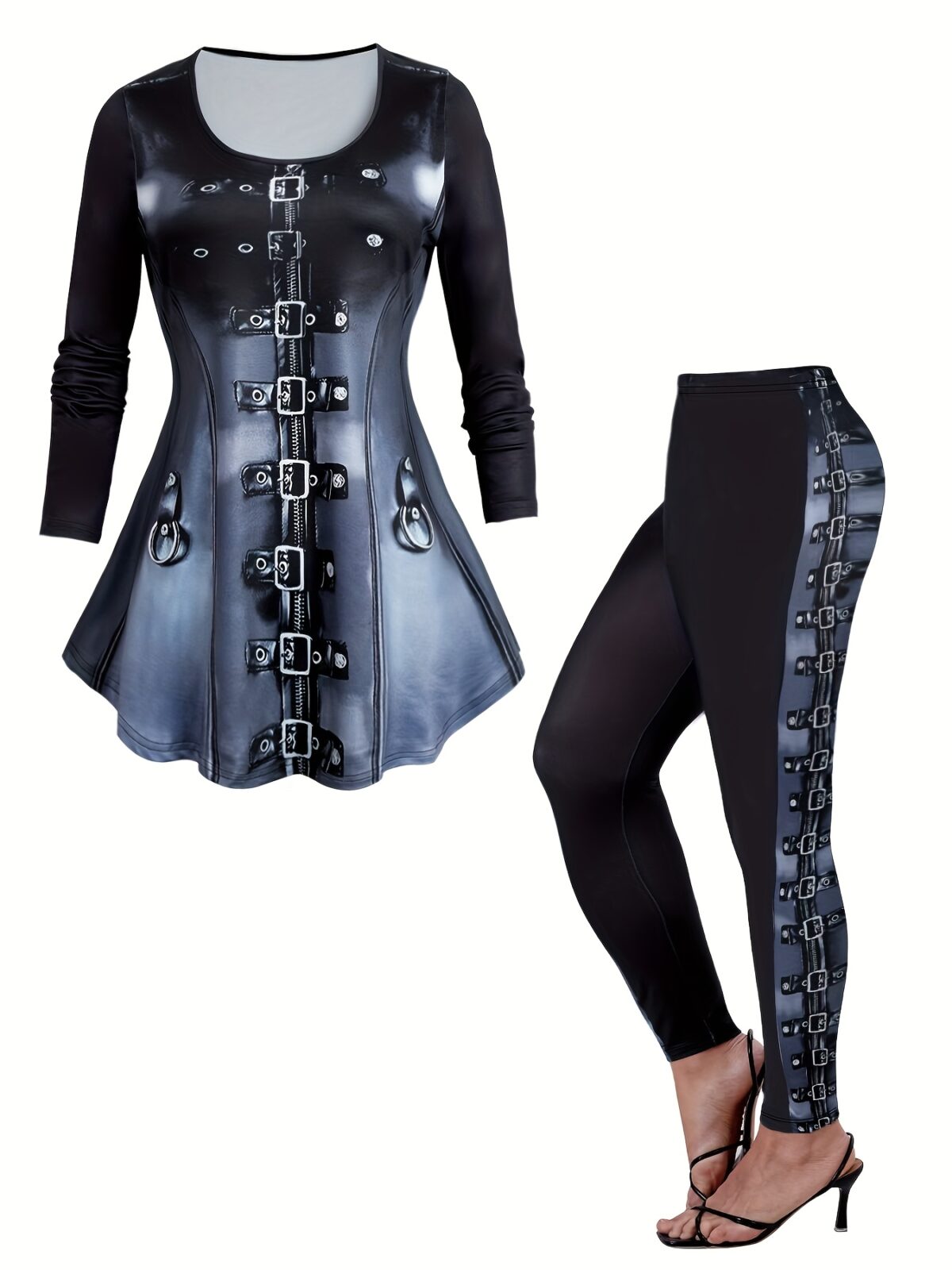 Modern Matrix Printed Two Piece Set from Newness A chic and effortlessly cool outfit featuring a trendy matrix print