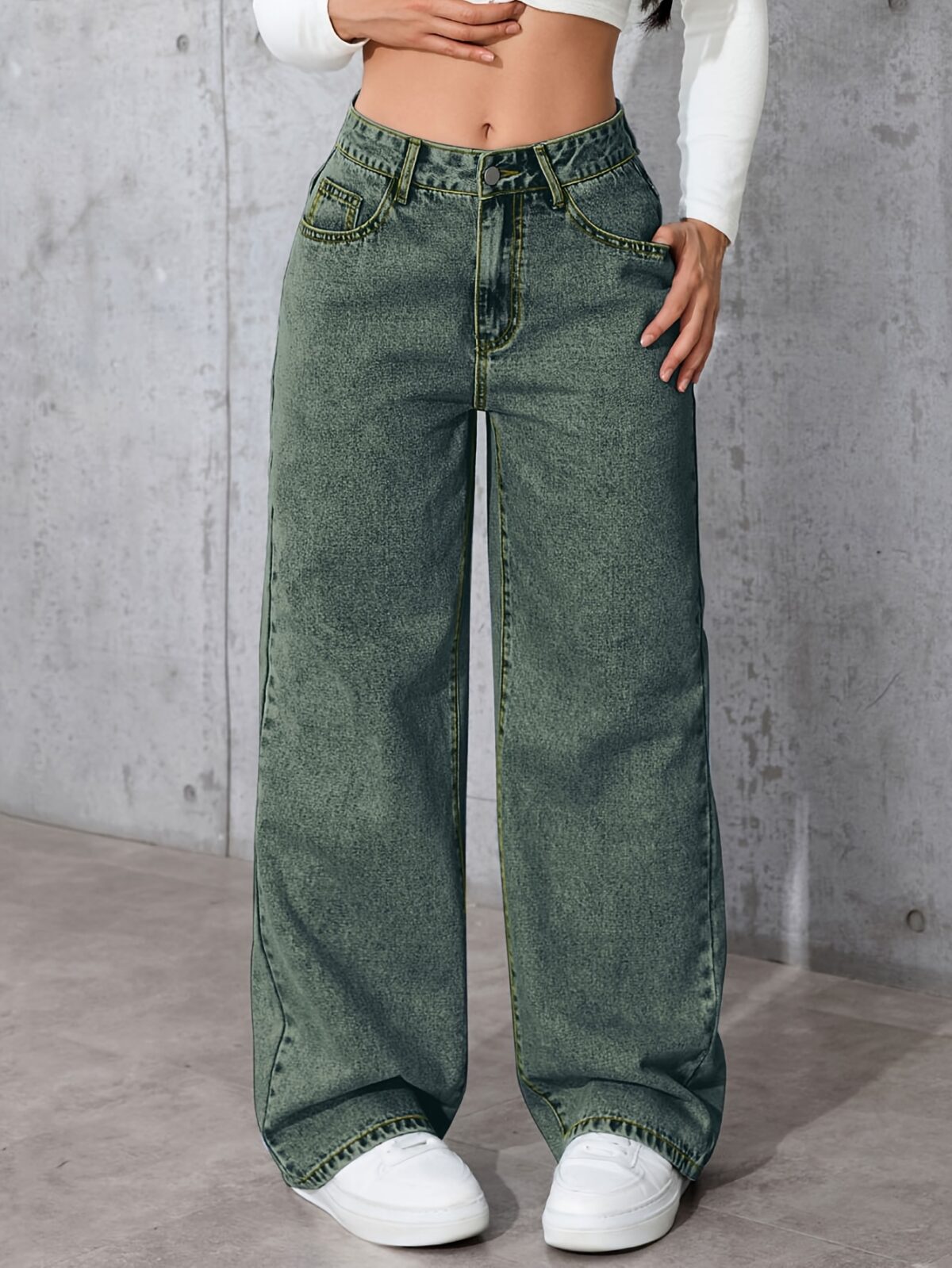 Newness Effortless Chic Wide Leg Jeans A model effortlessly rocks our wide leg jeans perfect for any season