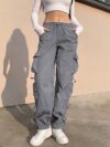 Model wearing stylish baggy NVFelix casual overalls showcasing the comfortable relaxed fit and Y2K inspired design