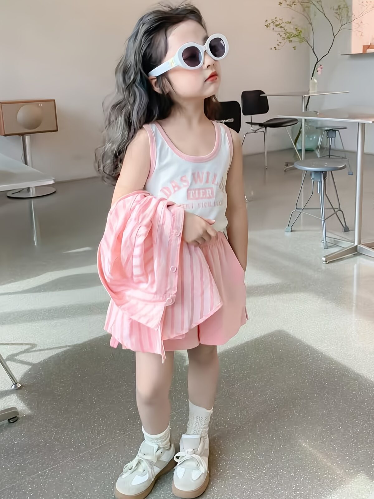 Adorable girl wearing Newness Riviera Chic summer outfit a stylish and breathable dress perfect for sunny days