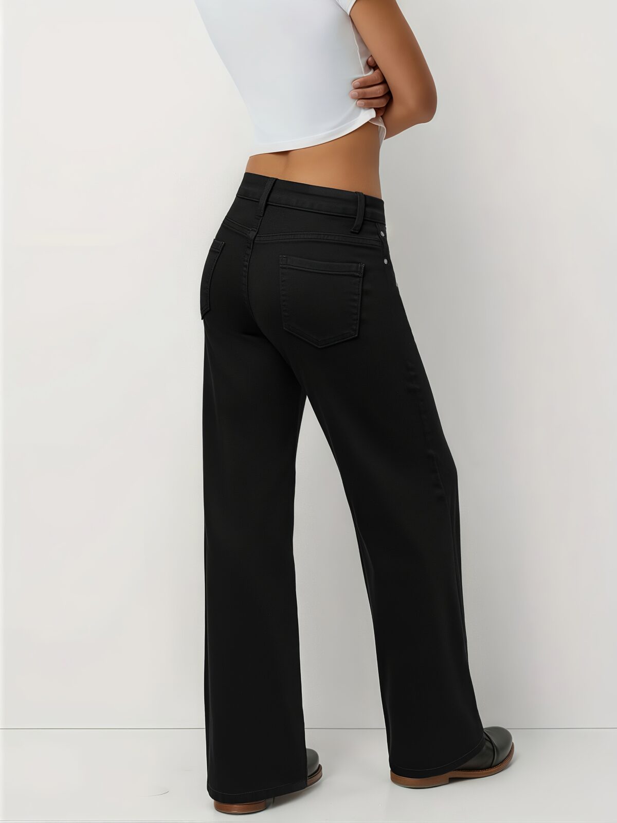 Newness Essential Black Wide Leg Jeans Flattering wide leg silhouette comfortable fit perfect for any occasion