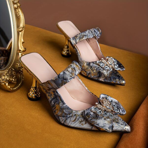 Newness Ethereal Bloom Floral Stiletto Mules: Chic floral stiletto mules, perfect for elevating any outfit.