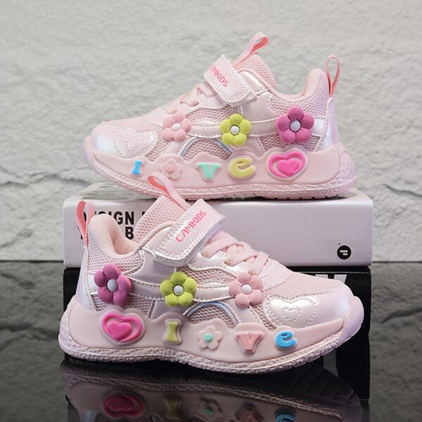 Bloom Burst Girls' Floral Casual Sneakers in vibrant floral pattern, showcasing comfort and style. Perfect for everyday wear.