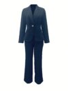 Navy blue womens business blazer Corporate Chic style versatile for office formal events or casual wear