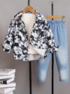 Stylish boys Desert Dune two piece outfit perfect for spring and autumn Featuring a long sleeved shirt and comfortable pants in a durable woven fabric with a fun print