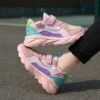 Stylish and comfortable Spring Breeze Girls Breathable Mesh Sneakers in pink showcasing breathable mesh upper hook and loop closure and lightweight EVA sole perfect for active girls