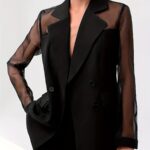 Black City Chic Womens Elegant Collar Blazer versatile and perfect for office formal or casual wear