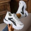 Newness Elevated Chunky Dad Sneakers in white showcasing breathable mesh upper chunky sole and overall comfort