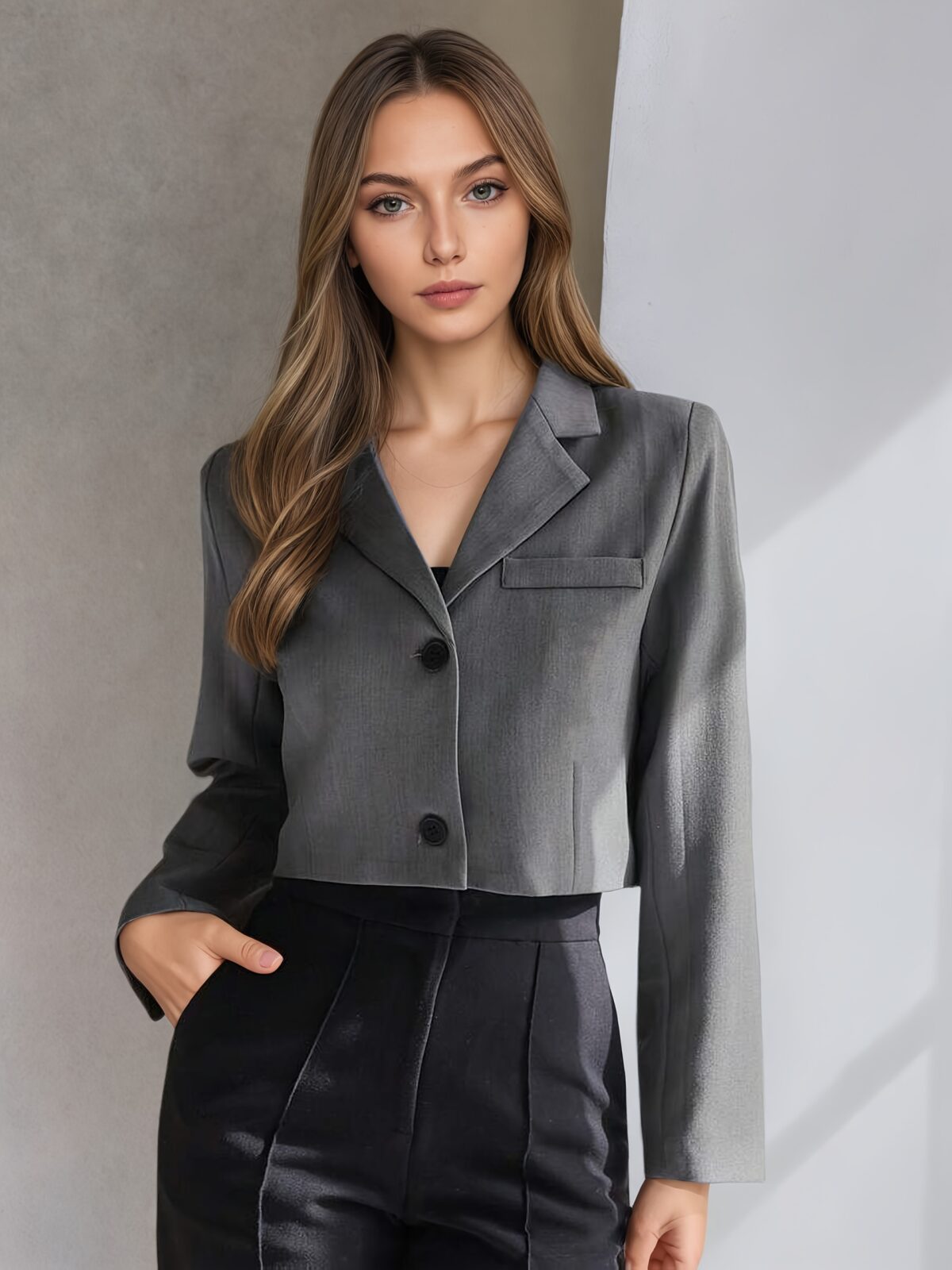 City Chic Short Grey Blazer a versatile and flattering grey blazer perfect for work or weekend wear