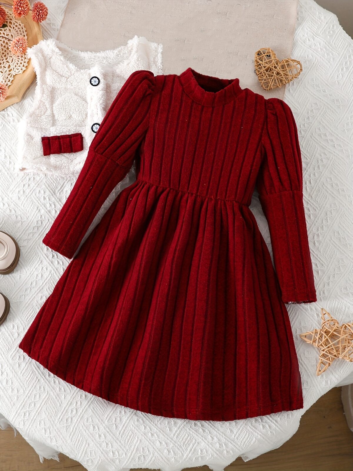 Newness Charlotte Girls Ribbed Skirt Set A charming two piece outfit featuring a ribbed top and skirt in a soft comfortable fabric