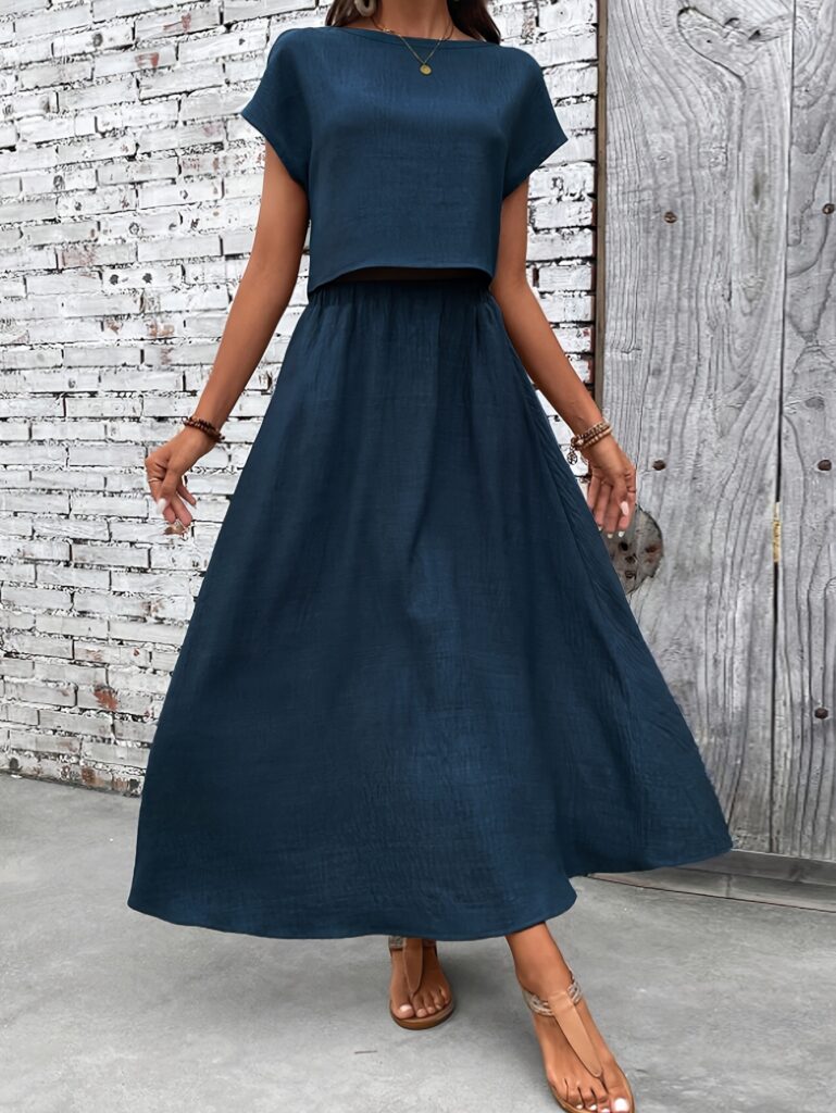 Effortlessly chic Newness Azure Dream Navy Blue Maxi Dress, perfect for spring/summer.