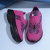 Adorable girls pink butterfly knit sneakers perfect for all season wear Featuring a comfy knit design and embroidered cartoon butterflies these shoes are ideal for running hiking and casual outings