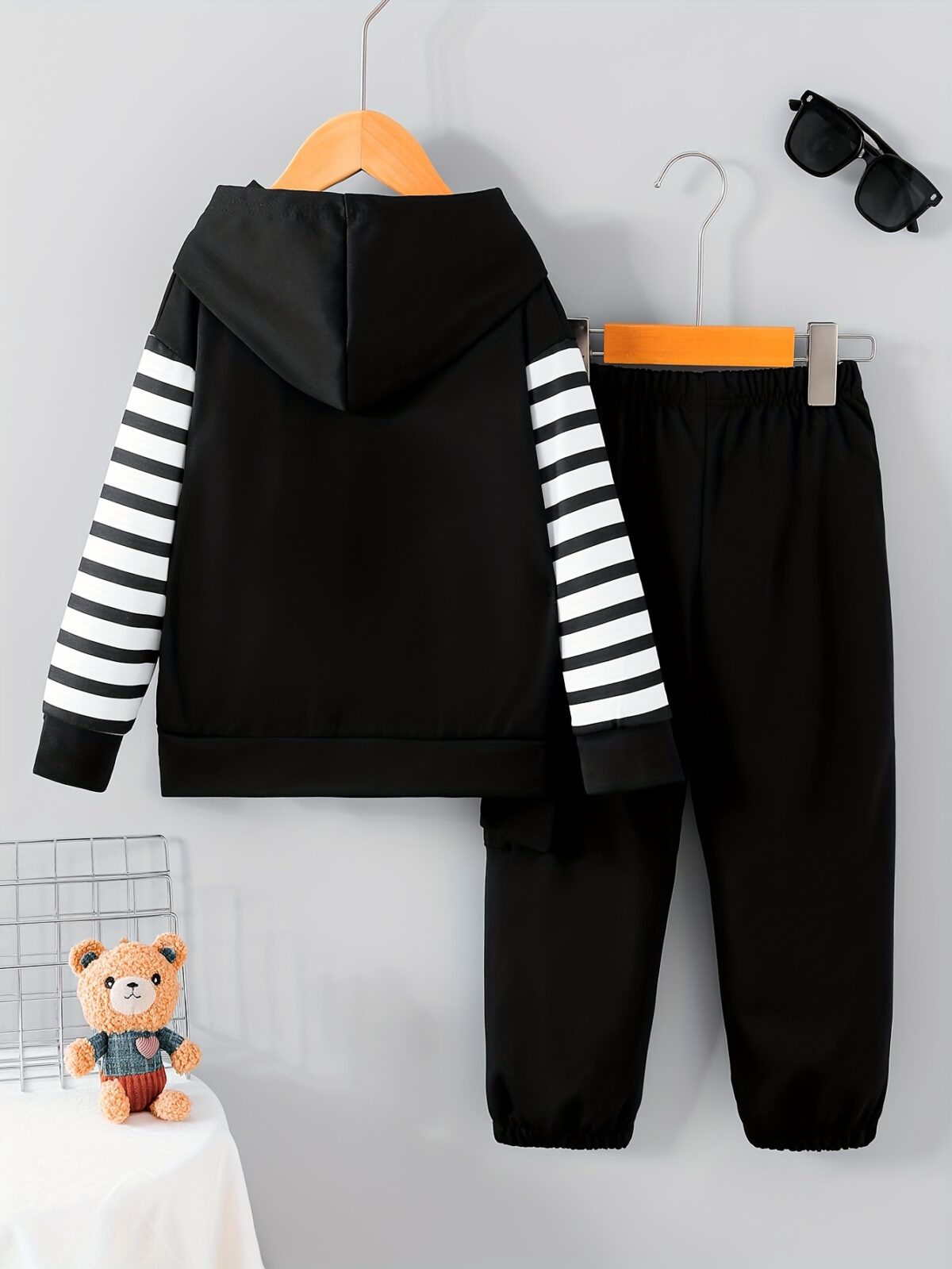 Stylish boys striped patchwork set in color block design perfect for spring and autumn Comfortable and fashionable