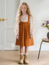 Newness Whimsical Meadow Floral Print Dress Set A charming autumnal dress and skirt set in a delightful floral print