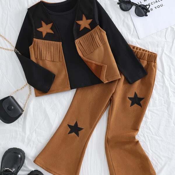 Adorable girl twirling in the Newness Starlight Dreams Girls Western Set showcasing its sparkly details and stylish western design Perfect for parties or playtime