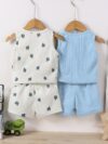 Adorable baby boy in a trendy Newness cactus print outfit featuring a waffle knit vest and pants Perfect summer clothes