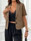 Stylish Brownish Golden Summer Breeze Womens Short Sleeve Blazer Loose Fit Perfect for Casual or Office Wear