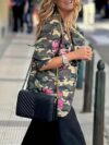 Flattering H silhouette womens camo print blazer jacket perfect for casual or formal wear