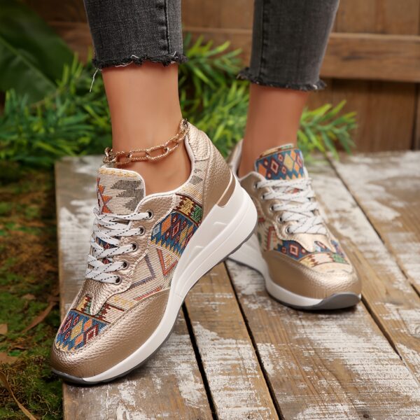 Casablanca Ethnic Platform Sneakers by Newness Chic and comfortable platform sneakers with ethnic detailing perfect for any occasion