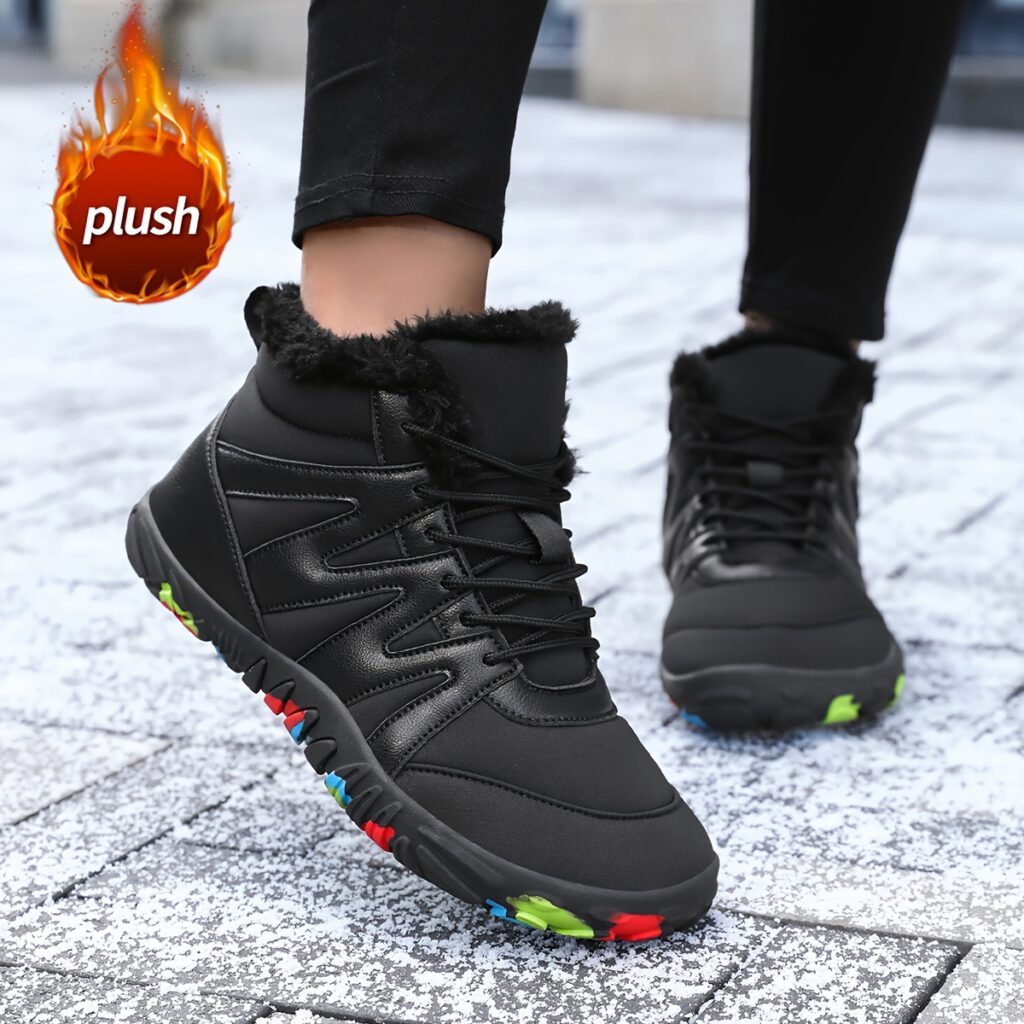 Newness Nordic Trek Plush Winter Sneakers in detail, showcasing plush lining and colorful accents. Perfect for staying cozy and stylish all day long.