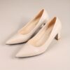 Newness The Executive Pointed Toe Block Heel Pumps in black leather showcasing the comfortable block heel and elegant pointed toe Perfect for the office or a night out