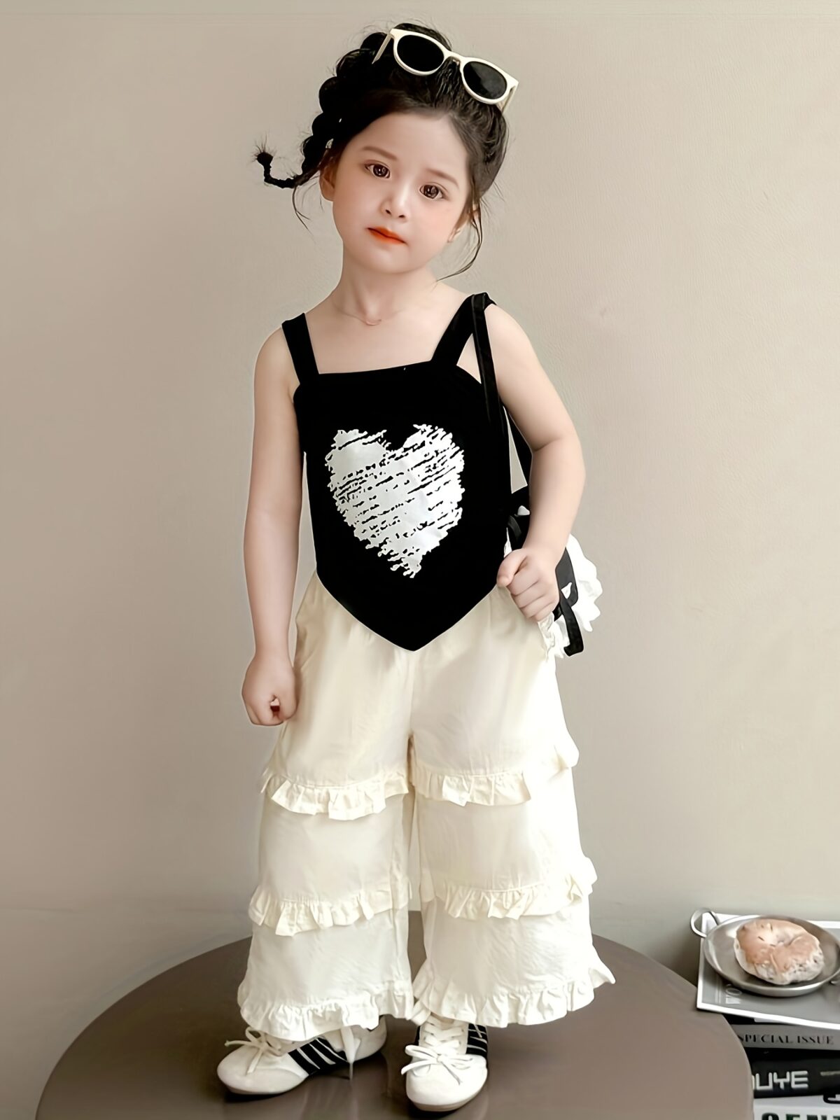 Sweet Summer Days Girls Lace Pants Set A charming girls outfit in soft cotton blend lace pants and top perfect for summer