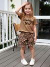 Adorable little girls summer outfit featuring a chic leopard print and a playful Daddys Girl graphic