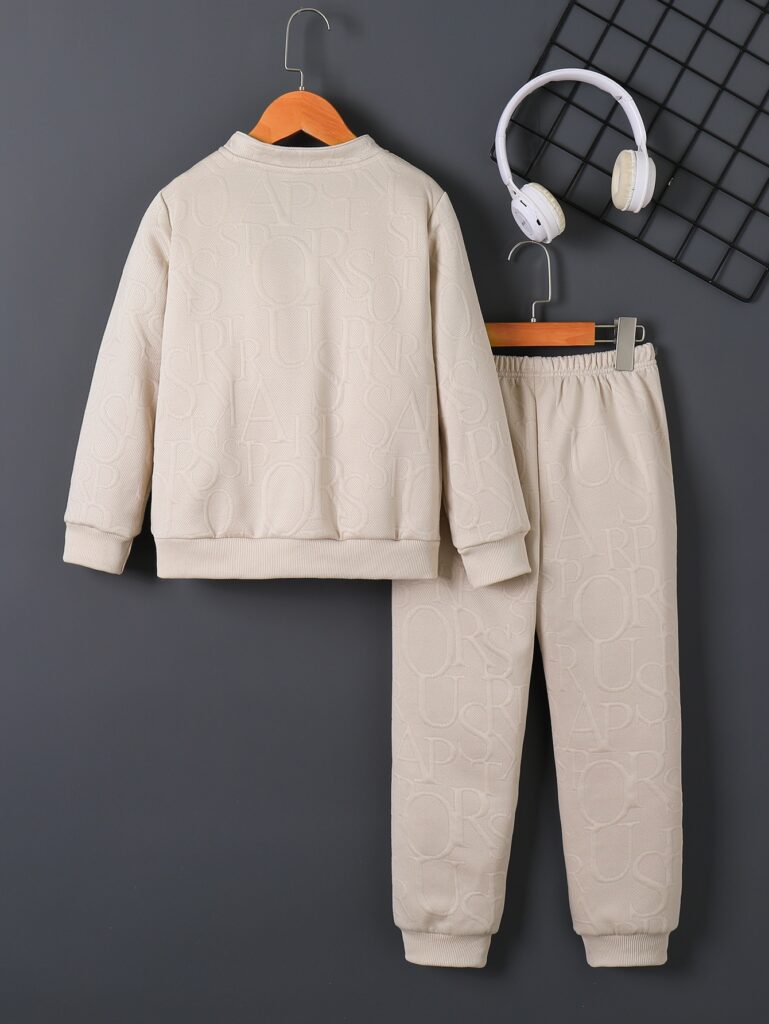 Stylish Trendy Threads Boys' Casual Letter Embossed Set, perfect for back-to-school. Lightweight, comfortable, and trendy.
