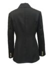 Sophisticated white double breasted womens blazer with asymmetrical hem long sleeves and high quality polyester fabric perfect for professional settings