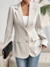 Executive Chic Womens Elegant Beige Blazer A versatile beige blazer perfect for professional or casual wear Tailored fit classic silhouette crafted from high quality polyester
