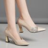 Newness Sculptural Beige Chunky Heels Elevate your style with these effortlessly chic all day comfortable heels
