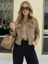 Autumn Edge Womens Chic Long Sleeve Button Up Blazer in versatile style perfect for casual or formal occasions This FallWinter essential elevates any outfit