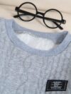 Stylish boys outfit long sleeve solid color top and ripped faux denim jeans perfect for spring and fall