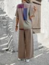 Stylish Cairo Chic Patchwork Casual Suit by Newness A modern and chic patchwork design perfect for spring and summer
