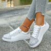 Newness Stardust Shimmer Silver Glitter Sneakers Elevate your style with these breathable lightweight sneakers perfect for any occasion