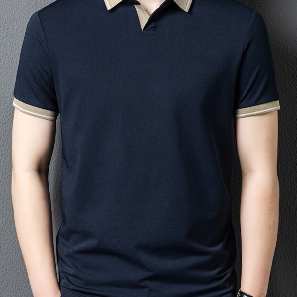 A stylish model wearing the Newness Summer Breeze Men's Casual Short Sleeve Shirt, showcasing its comfortable fit and versatile style. Perfect for everyday summer wear.