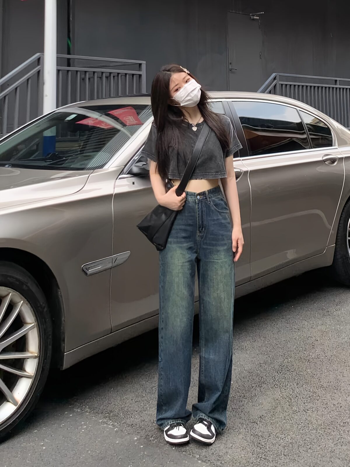 Stylish Modern Muse Geometric Wide Leg Jeans by Newness Dubai made featuring a flattering geometric print and wide leg silhouette Perfect for all seasons