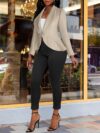 Timeless Chic Womens Elegant Tailored Collar Blazer in versatile wrinkle resistant fabric Perfect for professional and formal events