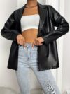 Timeless Chic Womens Elegant Single Breasted Blazer in a comfortable loose fit perfect for fallwinter Featuring long sleeves and a chic single button design