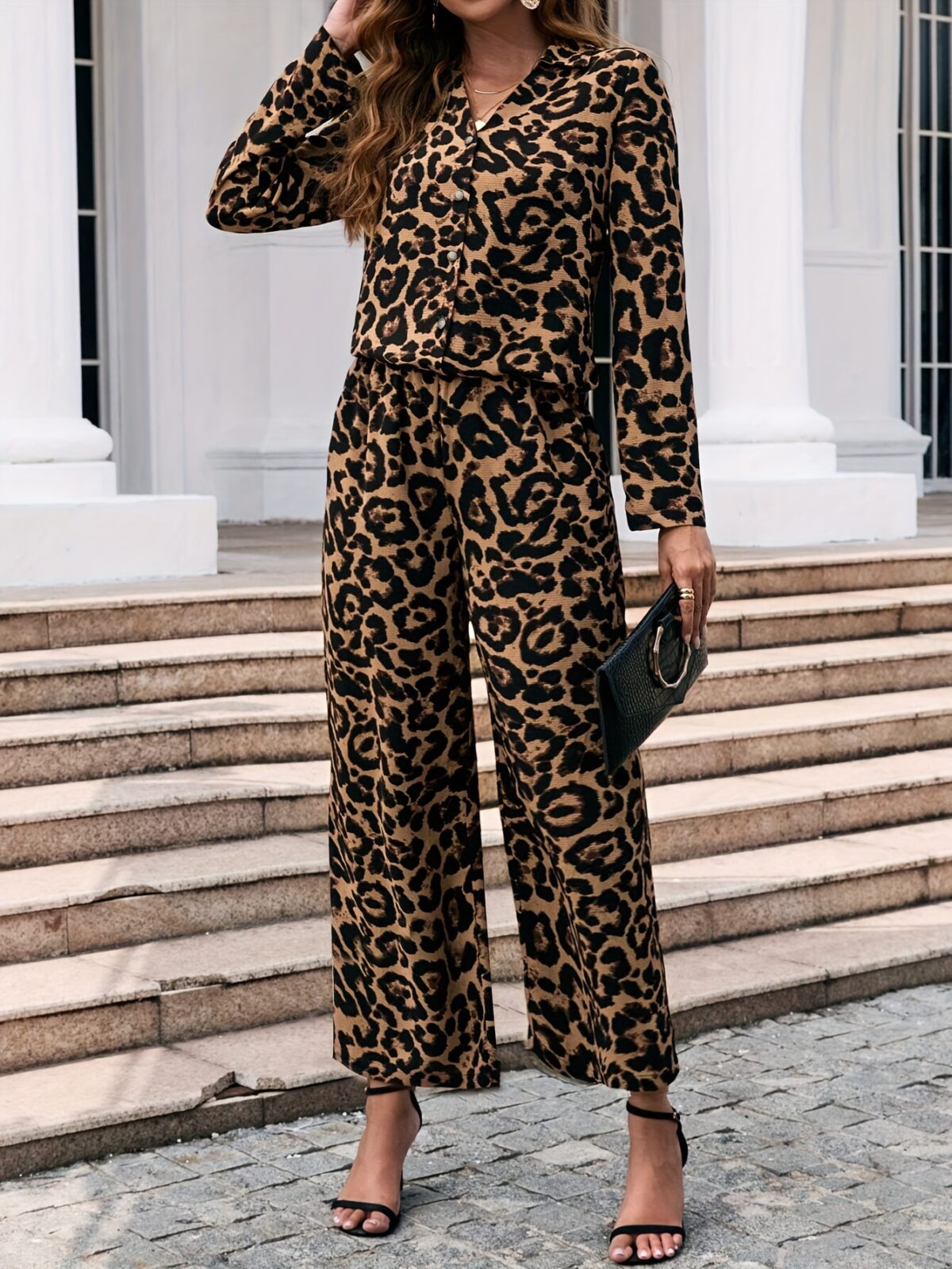 The Newness Milan Luxe Leopard Print Set A chic and effortlessly stylish two piece set perfect for work or weekend Featuring a luxurious leopard print
