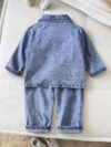Stylish boys faux denim set perfect for outdoor play Two piece outfit in shades of denim ideal for spring and autumn adventures Durable and easy care