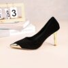 Newness Noir Nights Black Stiletto Heels Ultra high black stiletto heels with a sleek design and a golden accent heel perfect for special occasions