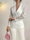 Springtime Chic Womens Elegant Suit Jacket in versatile color perfect for spring and summer occasions