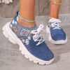 Womens Breathable Floral Print Sneakers by Newness Comfortable knit fabric with floral pattern showcasing the EVA sole for added comfort